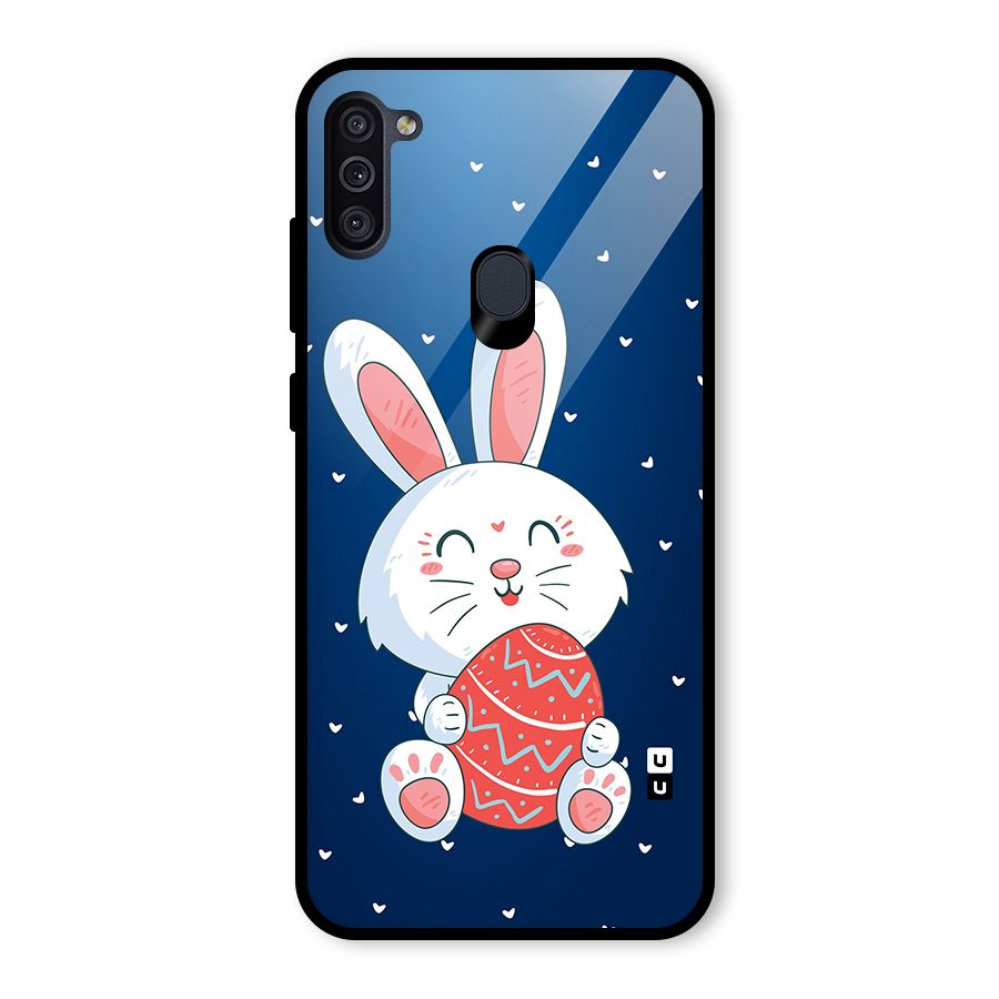 Happy Festive Bunny Glass Back Case for Galaxy M11