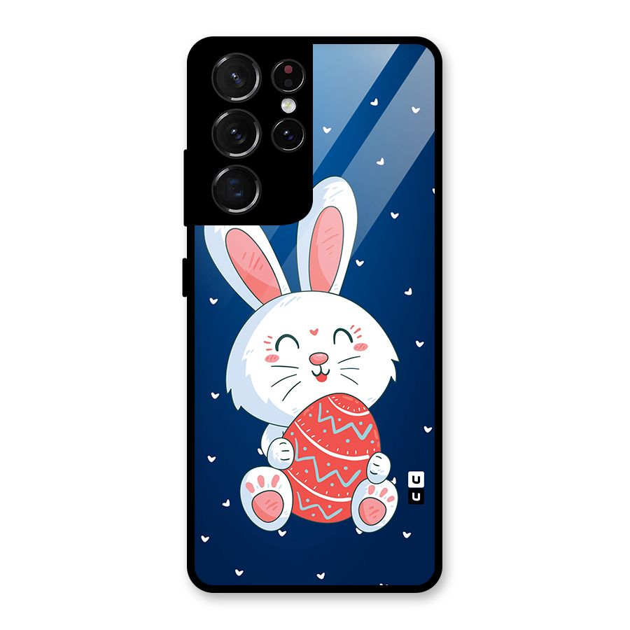 Happy Festive Bunny Glass Back Case for Galaxy S21 Ultra 5G