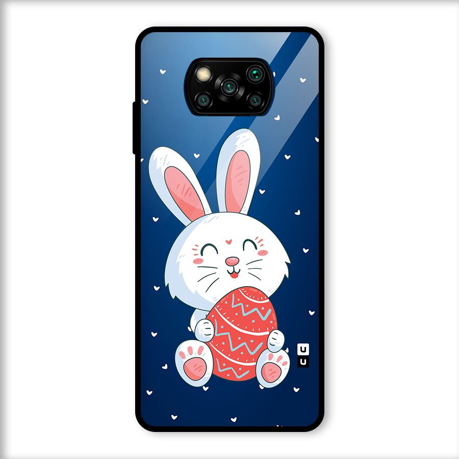 Happy Festive Bunny Glass Back Case for Poco X3