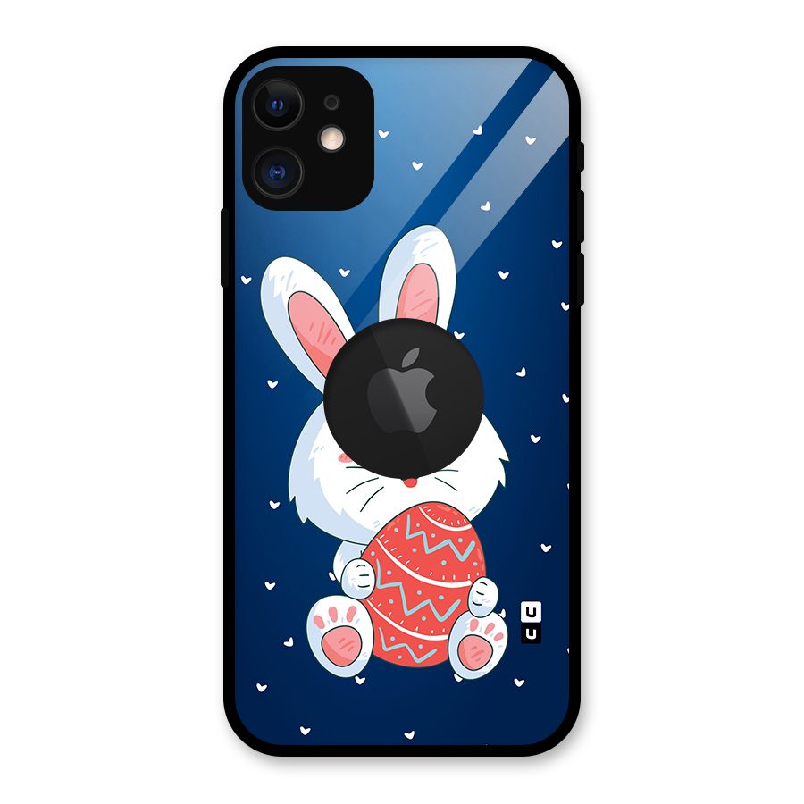 Happy Festive Bunny Glass Back Case for iPhone 11 Logo Cut