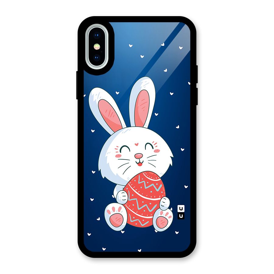 Happy Festive Bunny Glass Back Case for iPhone X