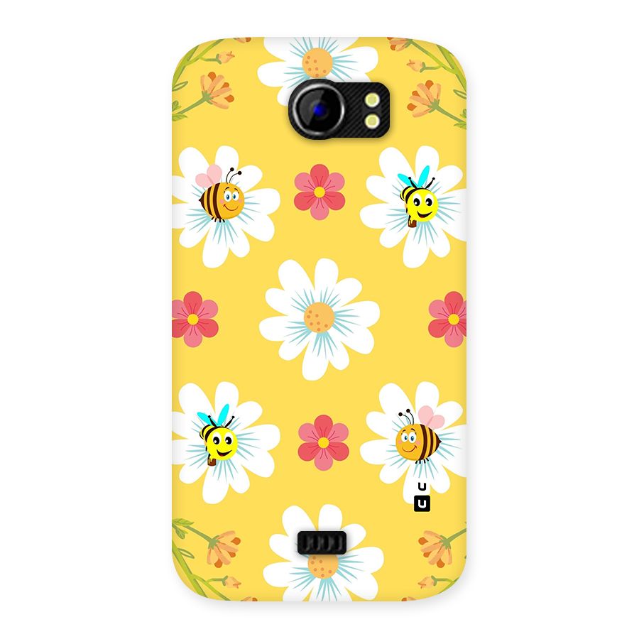 Happy Flowers Back Case for Micromax Canvas 2 A110