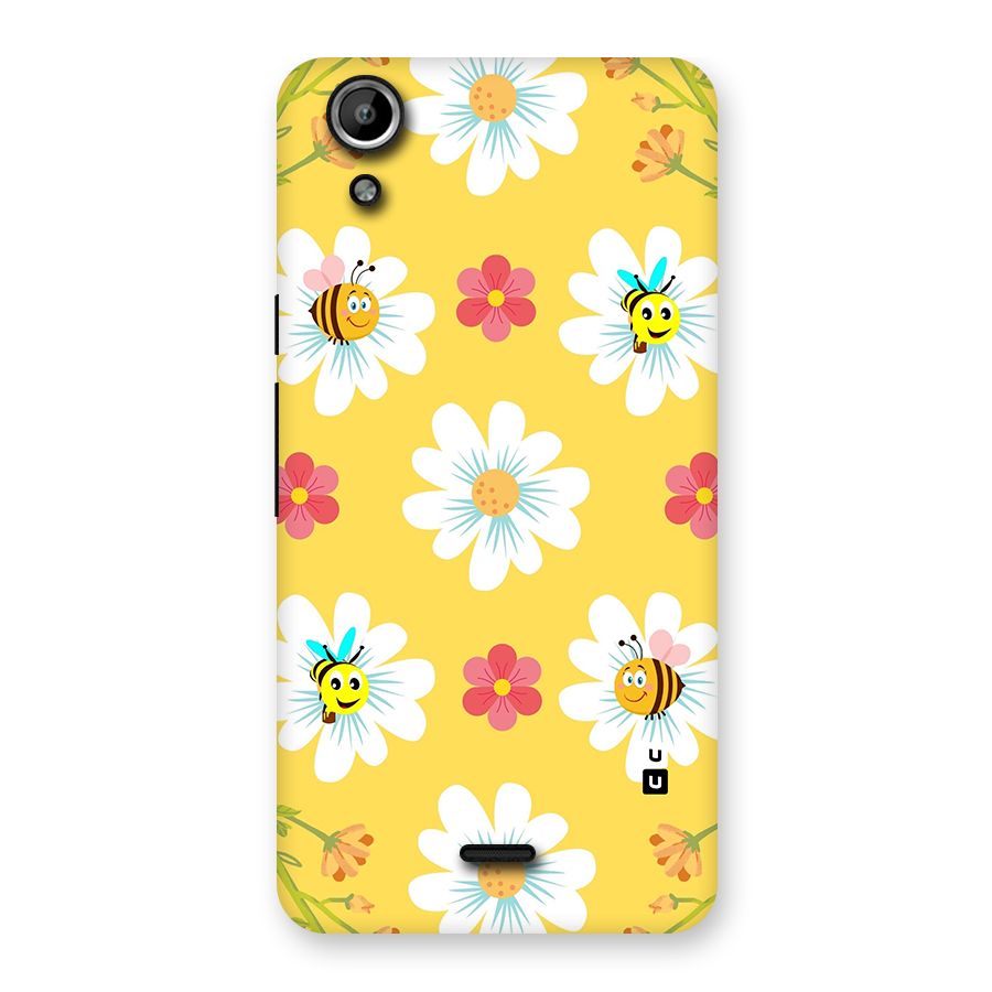 Happy Flowers Back Case for Micromax Canvas Selfie Lens Q345