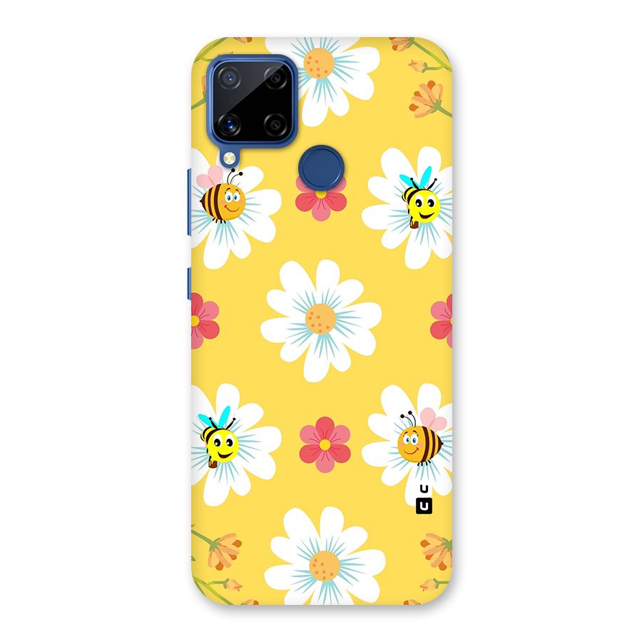 Happy Flowers Glass Back Case for Realme Narzo 30A