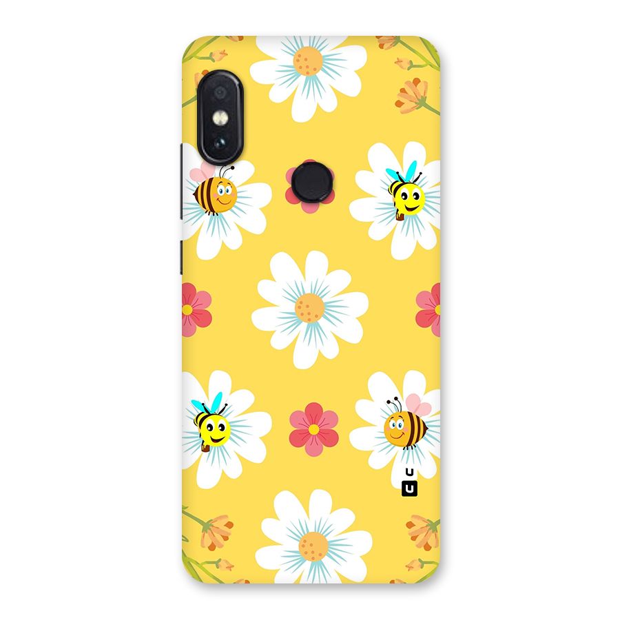 Happy Flowers Glass Back Case for Redmi Note 5 Pro
