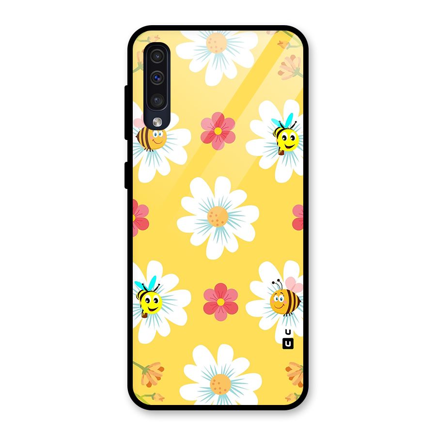 Happy Flowers Glass Back Case for Galaxy A50