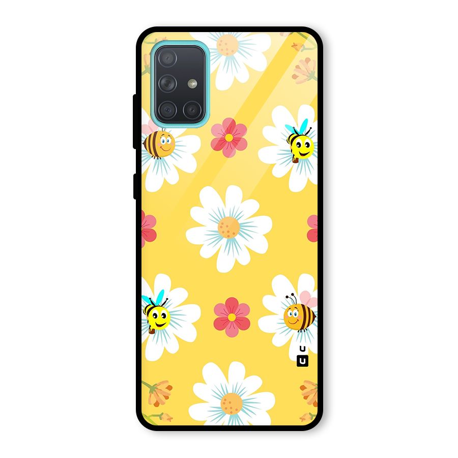 Happy Flowers Glass Back Case for Galaxy A71