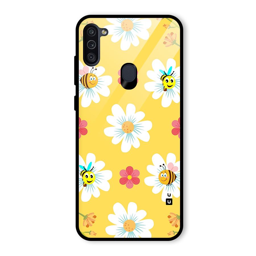 Happy Flowers Glass Back Case for Galaxy M11