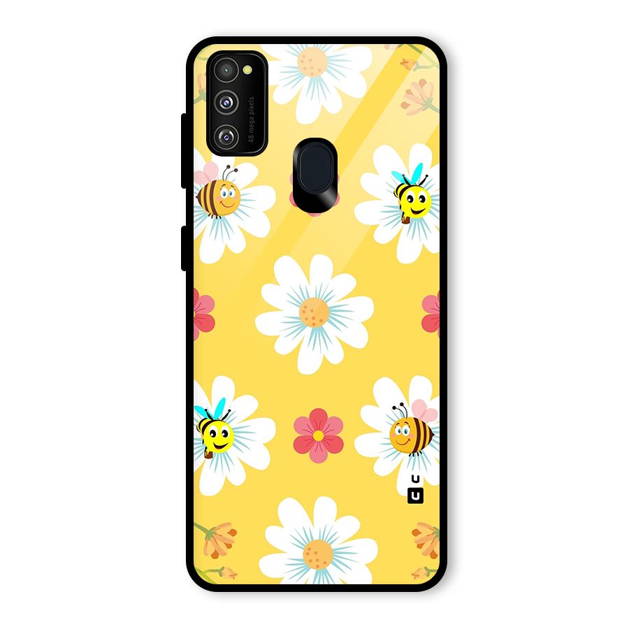 Happy Flowers Glass Back Case for Galaxy M30s