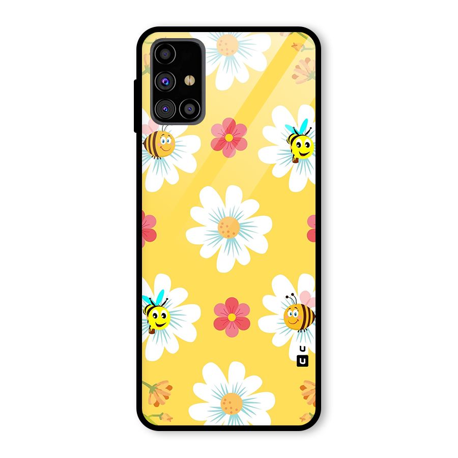 Happy Flowers Glass Back Case for Galaxy M31s