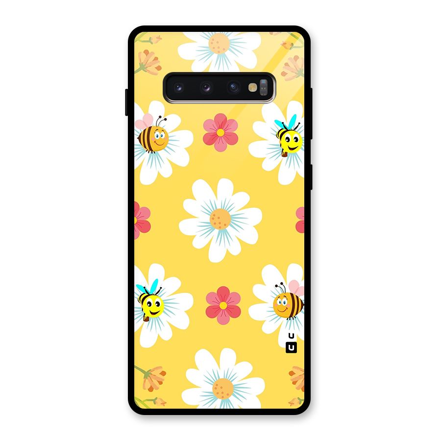Happy Flowers Glass Back Case for Galaxy S10 Plus