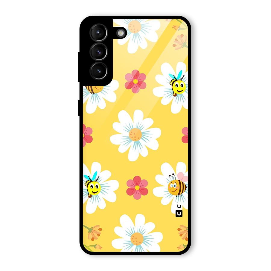 Happy Flowers Glass Back Case for Galaxy S21 Plus