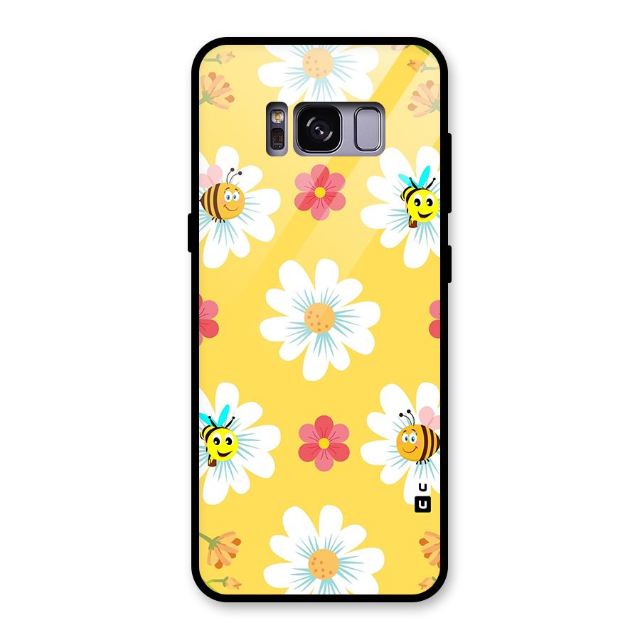 Happy Flowers Glass Back Case for Galaxy S8