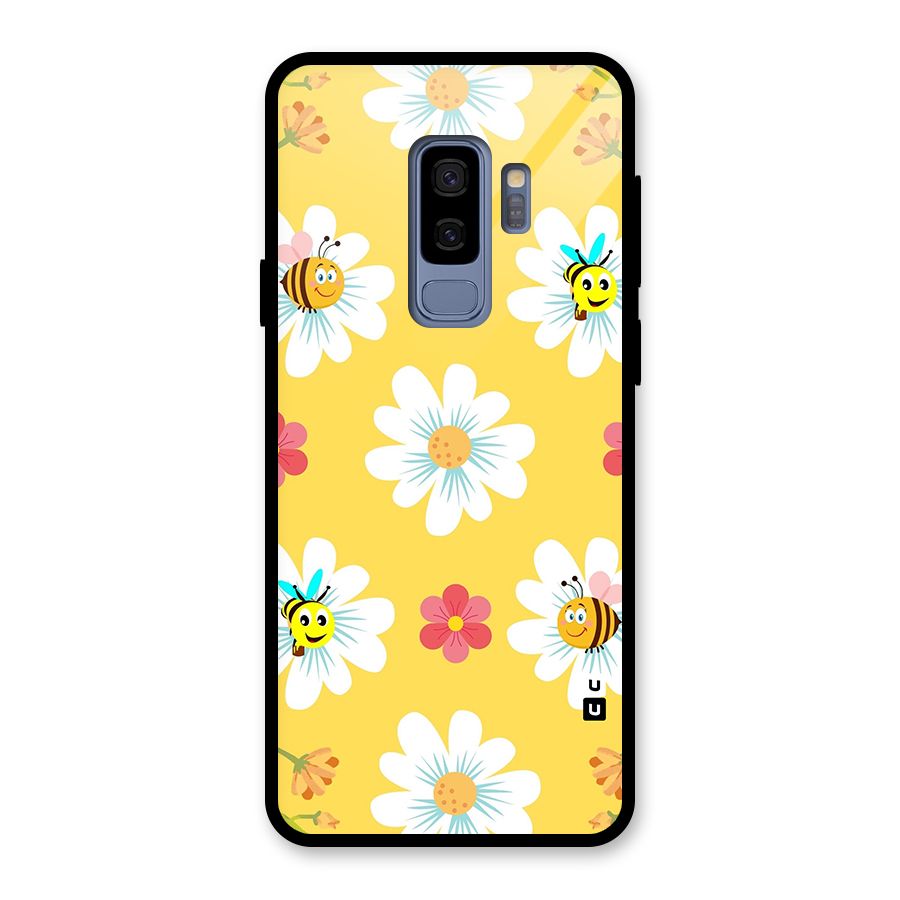 Happy Flowers Glass Back Case for Galaxy S9 Plus