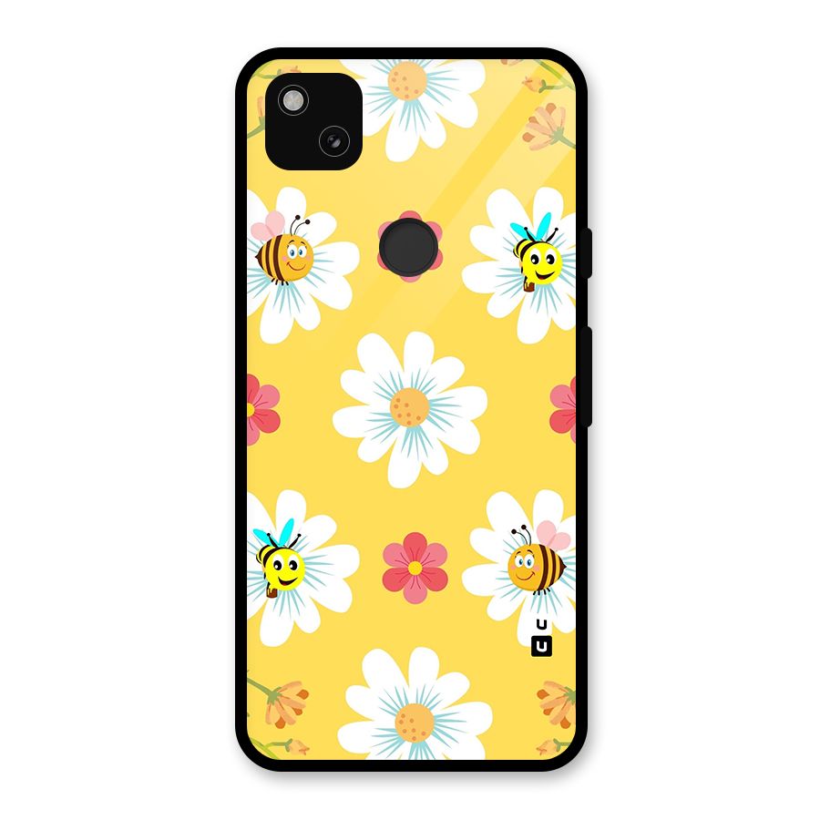 Happy Flowers Glass Back Case for Google Pixel 4a