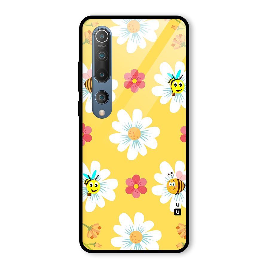Happy Flowers Glass Back Case for Mi 10