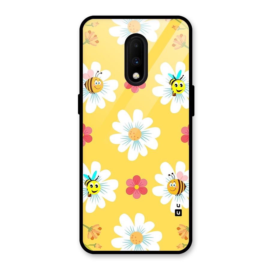 Happy Flowers Glass Back Case for OnePlus 7