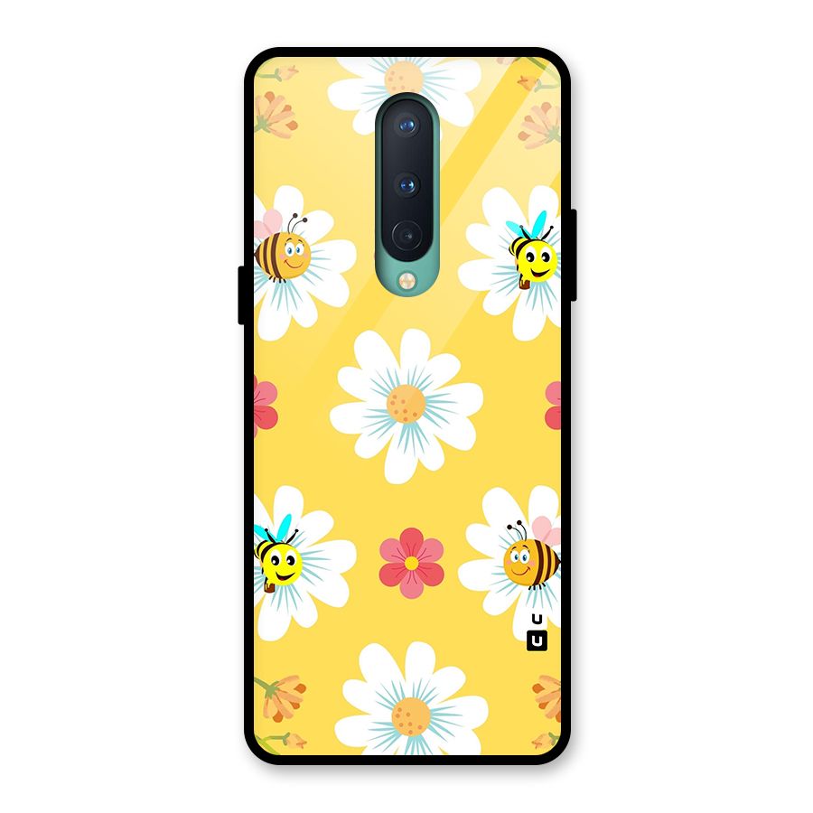 Happy Flowers Glass Back Case for OnePlus 8