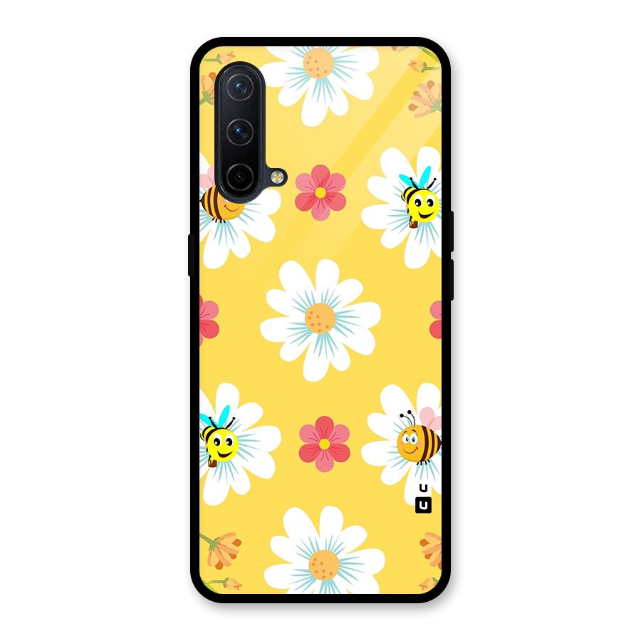 Happy Flowers Glass Back Case for OnePlus Nord CE 5G