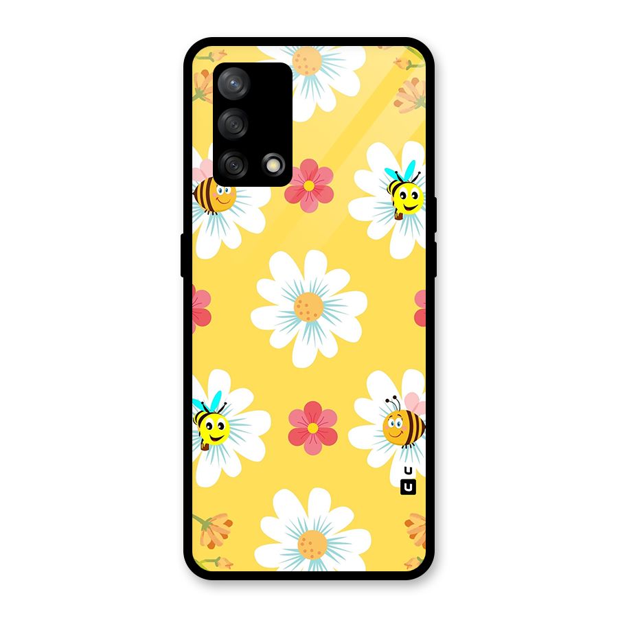 Happy Flowers Glass Back Case for Oppo F19