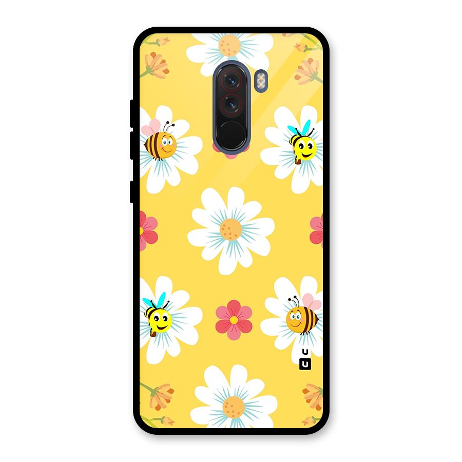 Happy Flowers Glass Back Case for Poco F1