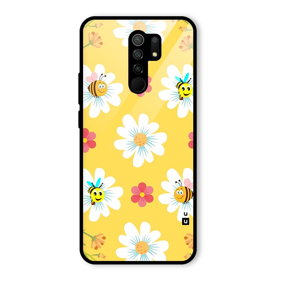 Happy Flowers Glass Back Case for Poco M2