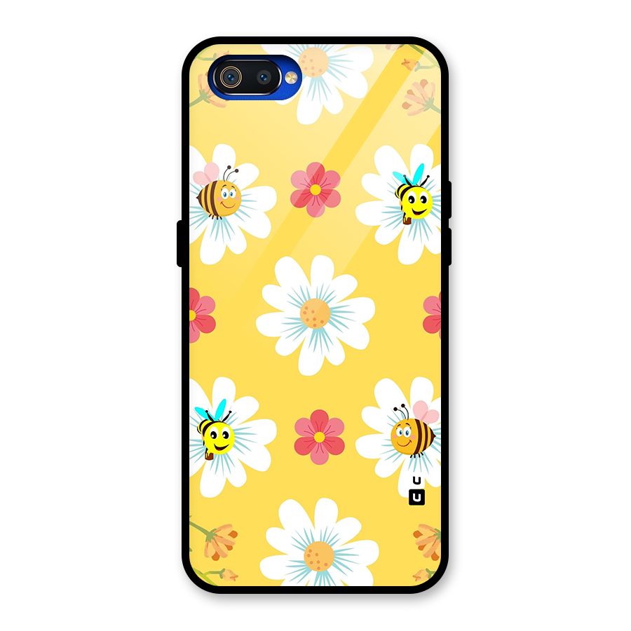 Happy Flowers Glass Back Case for Realme C2