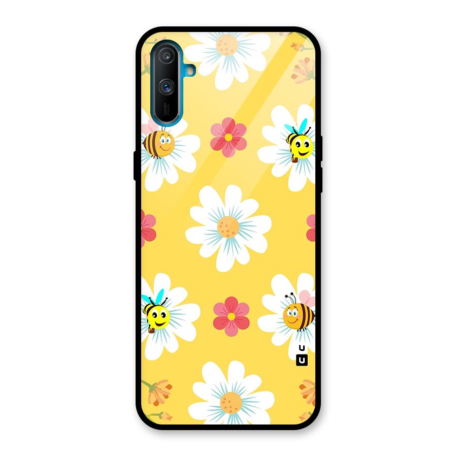 Happy Flowers Glass Back Case for Realme C3