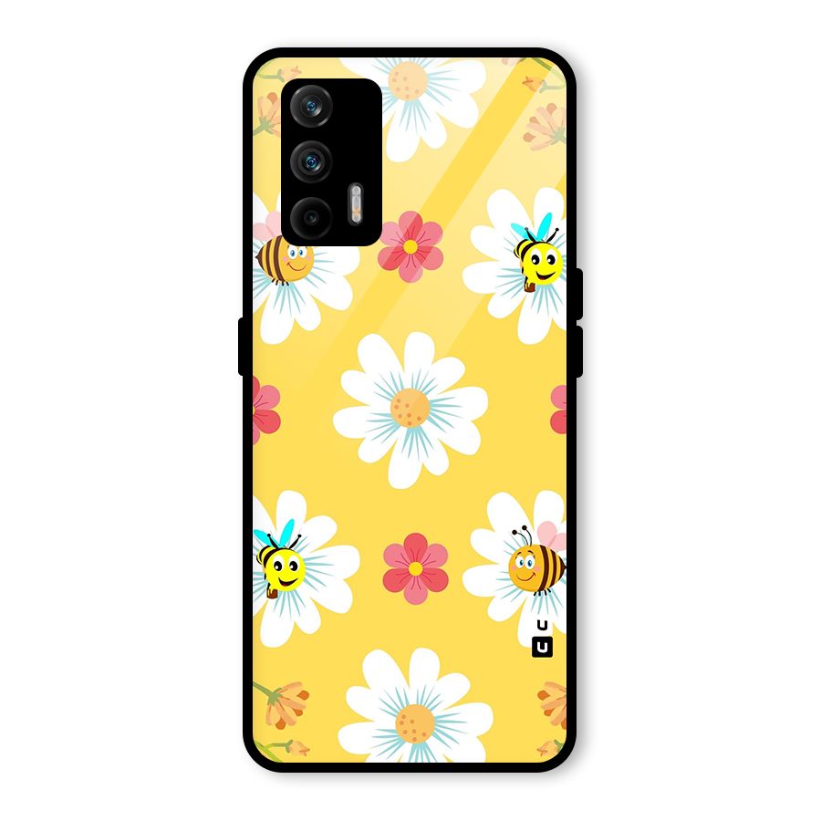 Happy Flowers Glass Back Case for Realme GT 5G