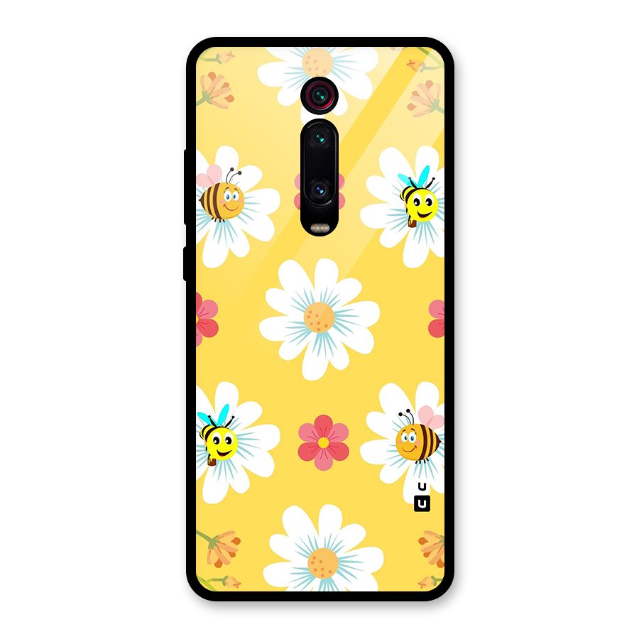 Happy Flowers Glass Back Case for Redmi K20