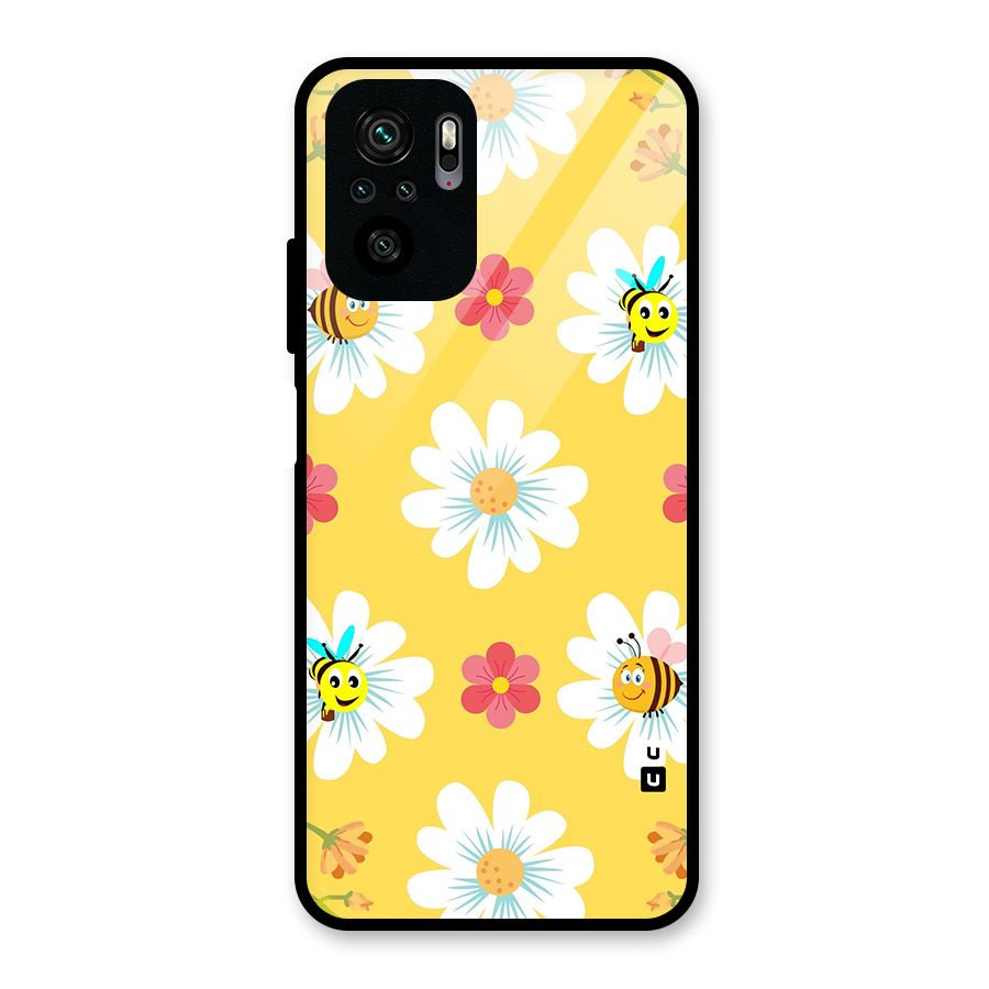 Happy Flowers Glass Back Case for Redmi Note 10S