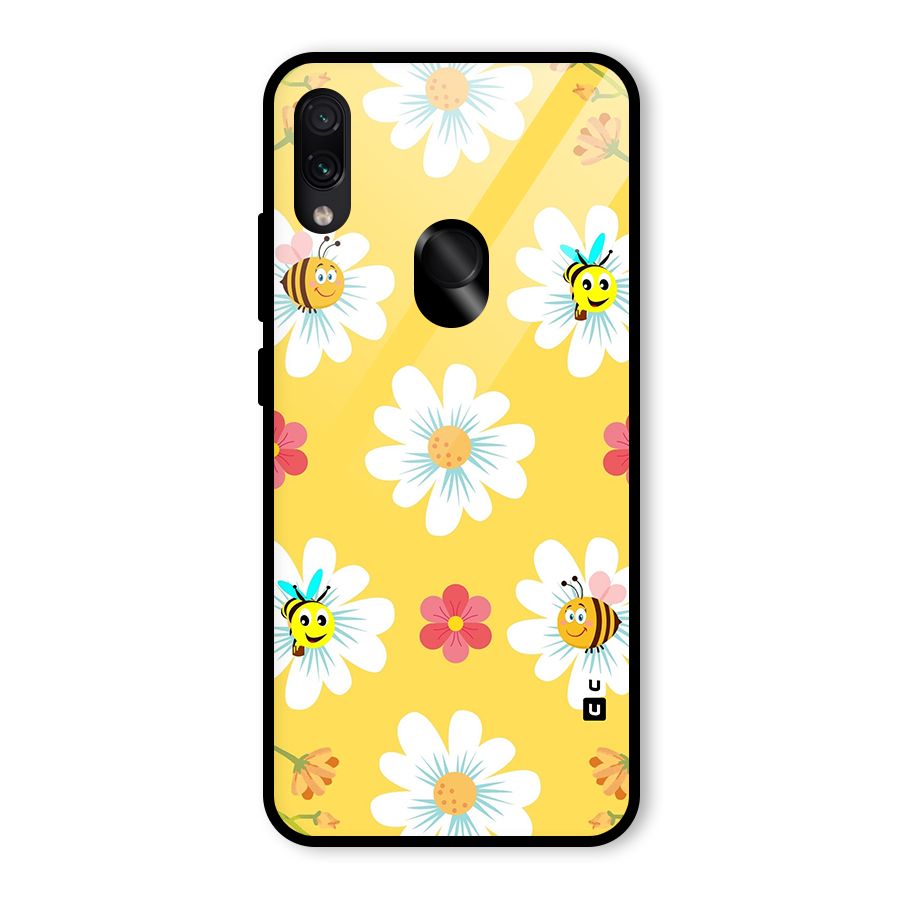 Happy Flowers Glass Back Case for Redmi Note 7 Pro