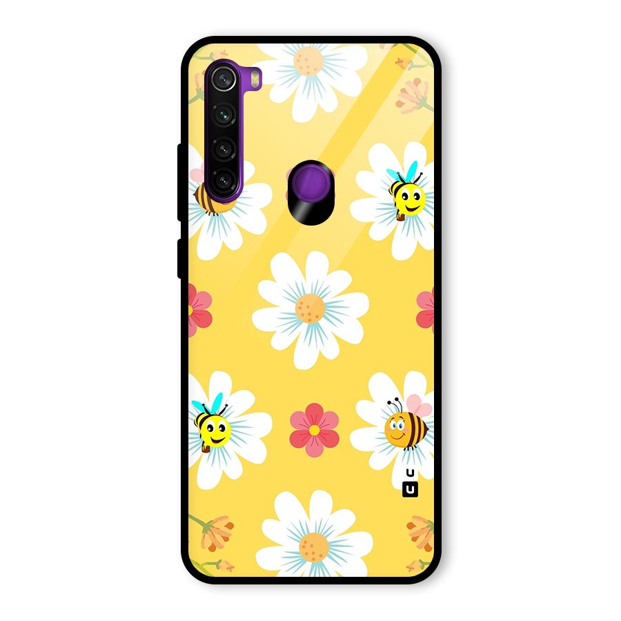 Happy Flowers Glass Back Case for Redmi Note 8
