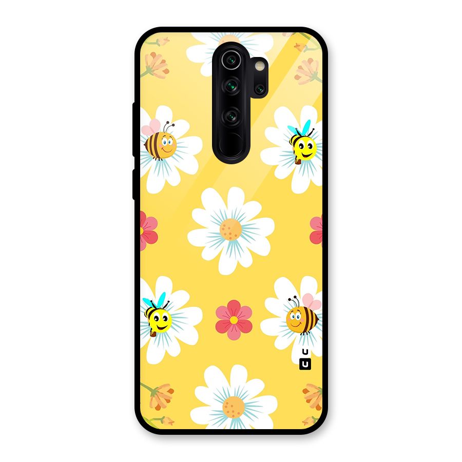 Happy Flowers Glass Back Case for Redmi Note 8 Pro
