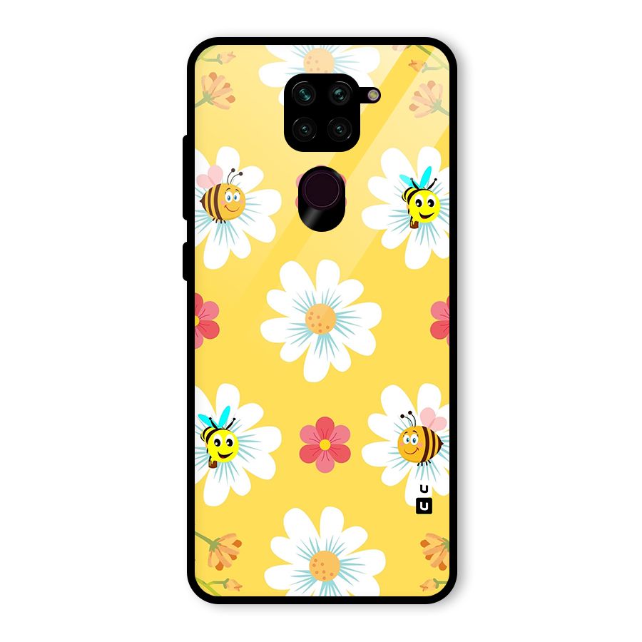 Happy Flowers Glass Back Case for Redmi Note 9