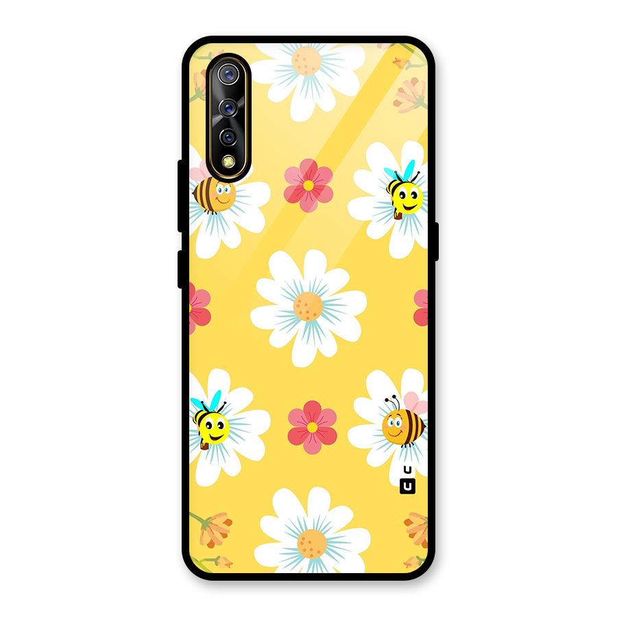 Happy Flowers Glass Back Case for Vivo S1