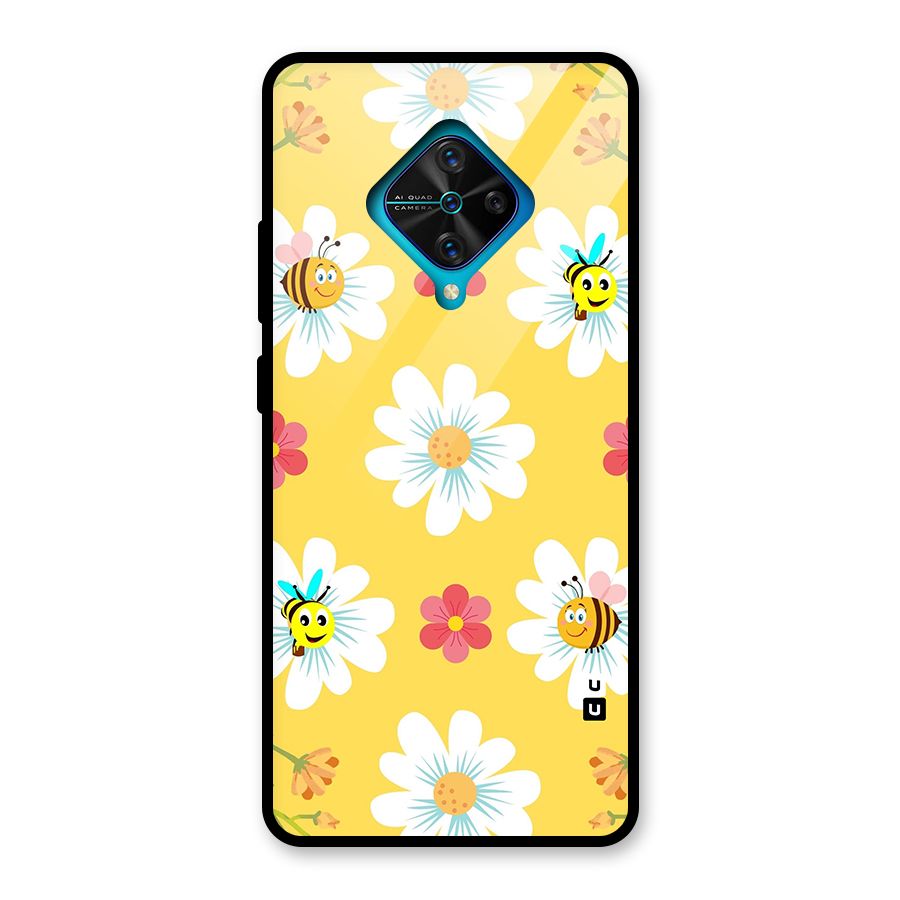 Happy Flowers Glass Back Case for Vivo S1 Pro