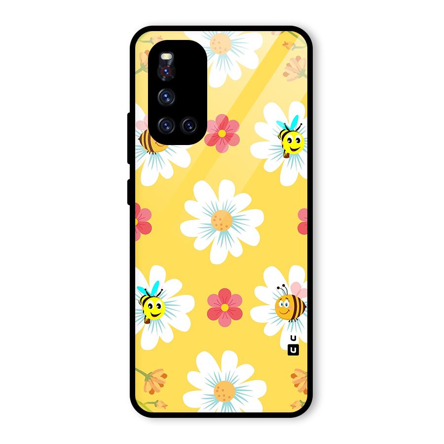 Happy Flowers Glass Back Case for Vivo V19