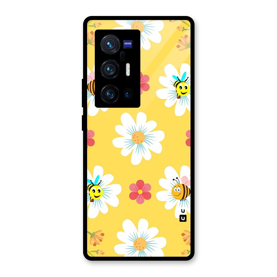 Happy Flowers Glass Back Case for Vivo X70 Pro Plus