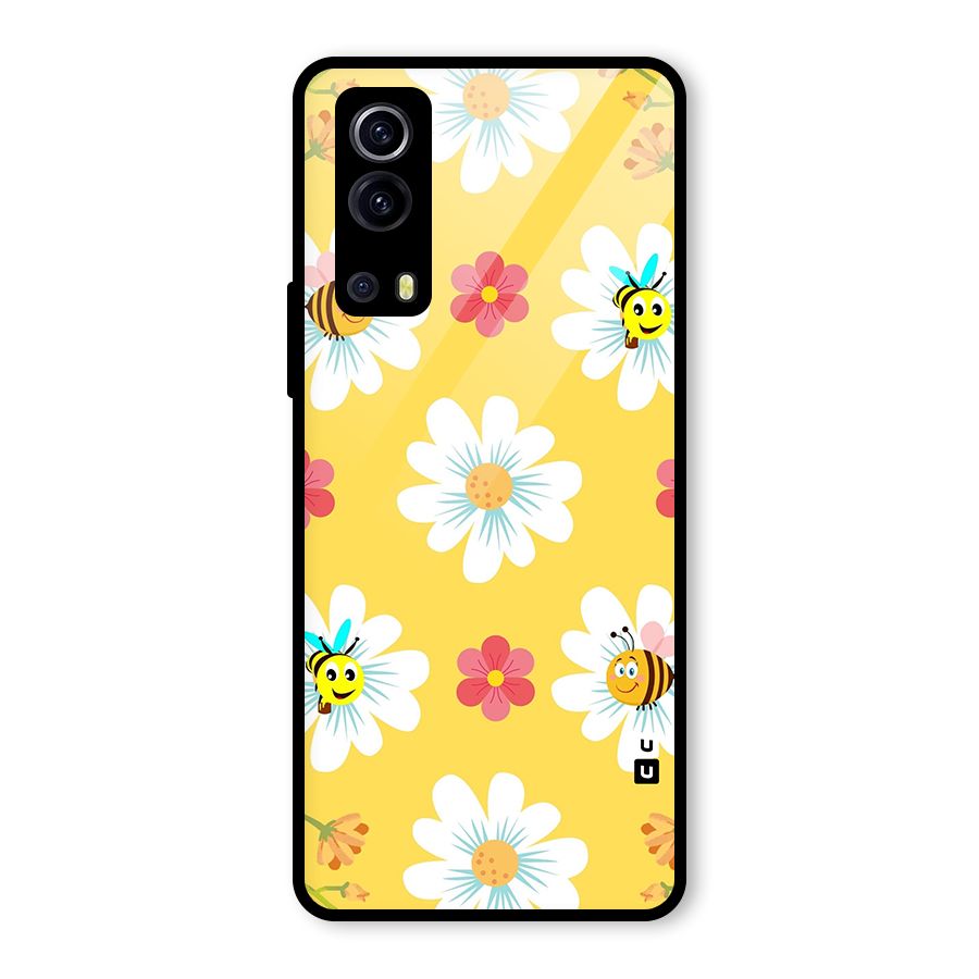 Happy Flowers Glass Back Case for Vivo iQOO Z3