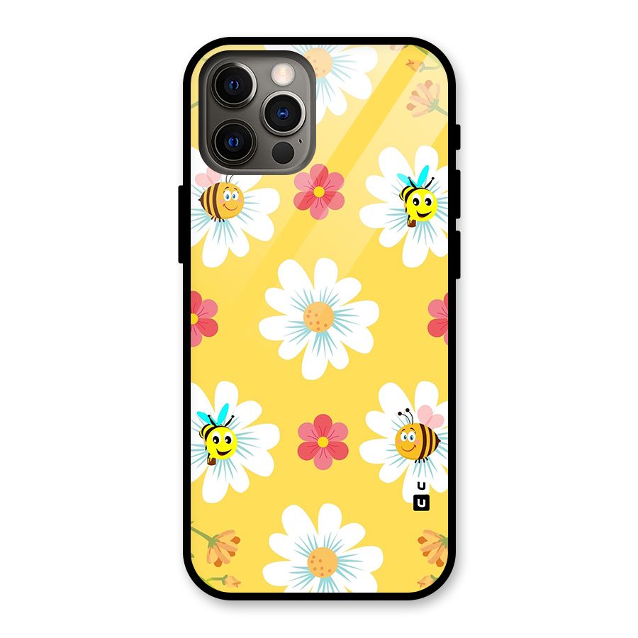 Happy Flowers Glass Back Case for iPhone 12 Pro