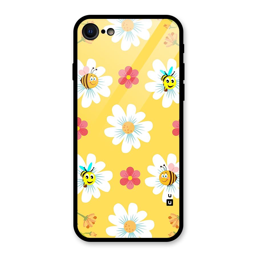 Happy Flowers Glass Back Case for iPhone 7