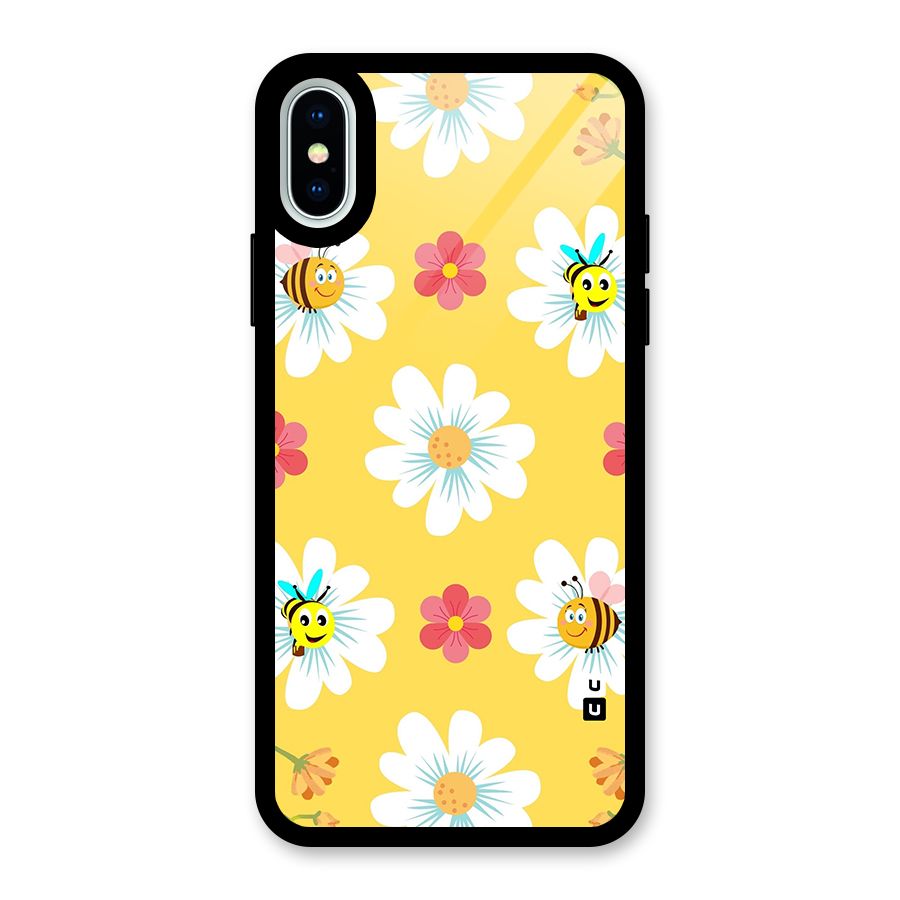 Happy Flowers Glass Back Case for iPhone X