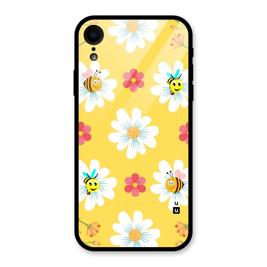 Happy Flowers Glass Back Case for iPhone XR