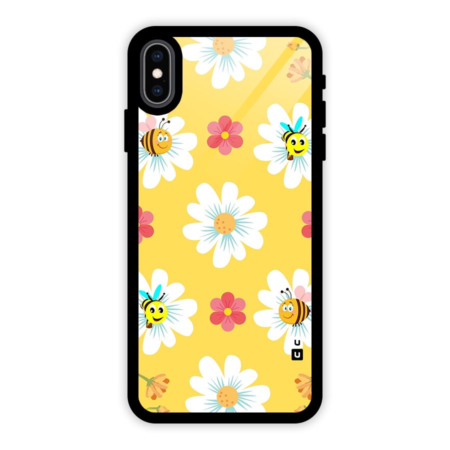 Happy Flowers Glass Back Case for iPhone XS Max
