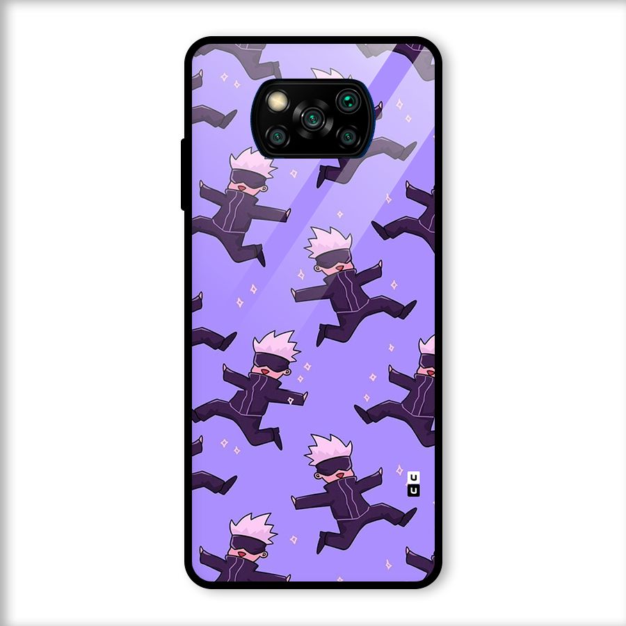 Happy Gojo Glass Back Case for Poco X3