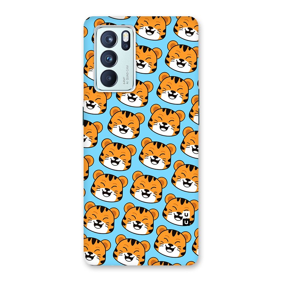 Happy Kitten Pattern Glass Back Case for Oppo Reno6 Pro 5G