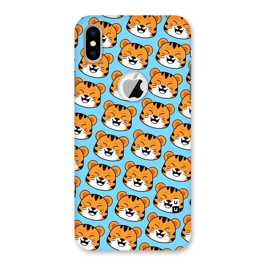 Happy Kitten Pattern Back Case for iPhone X Logo Cut