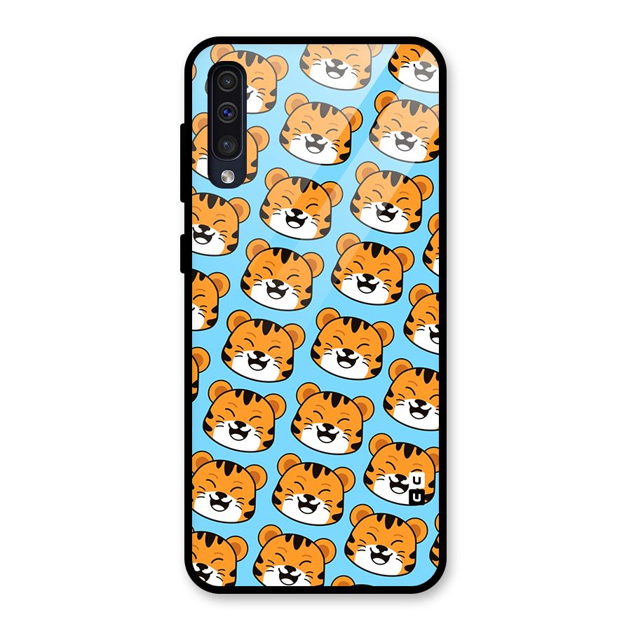 Happy Kitten Pattern Glass Back Case for Galaxy A30s