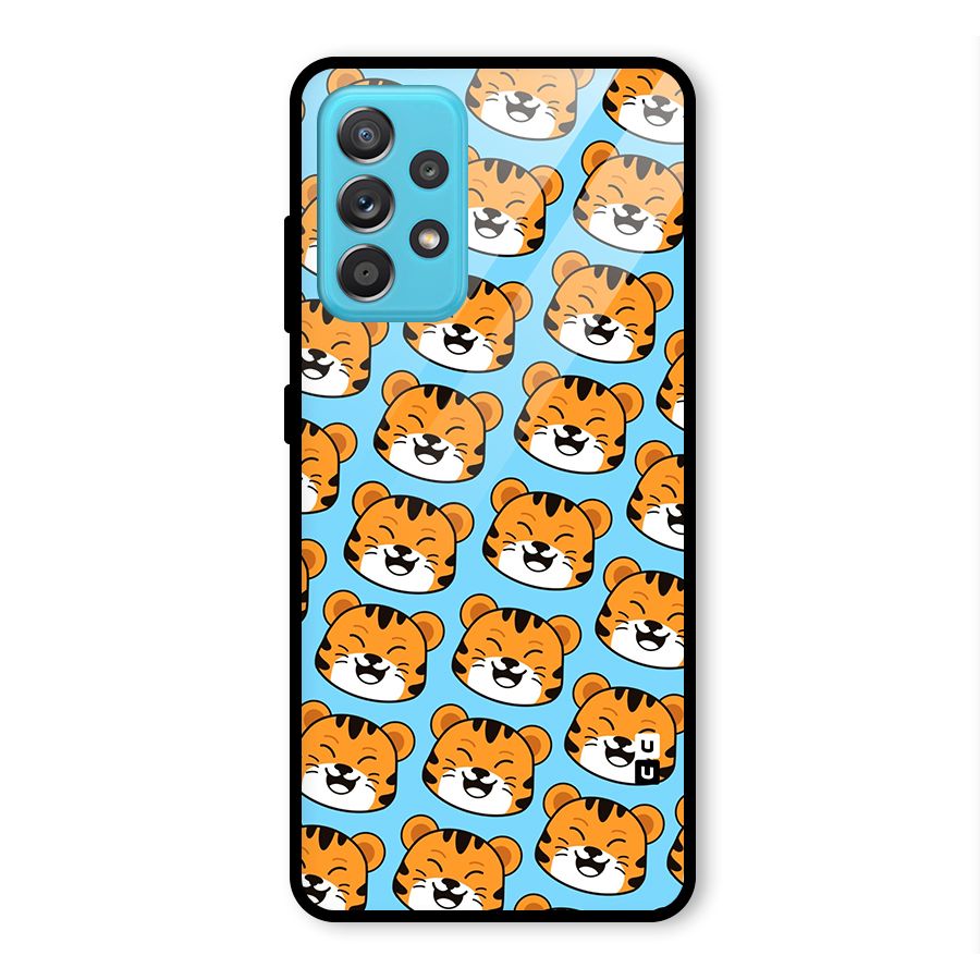 Happy Kitten Pattern Glass Back Case for Galaxy A52s 5G